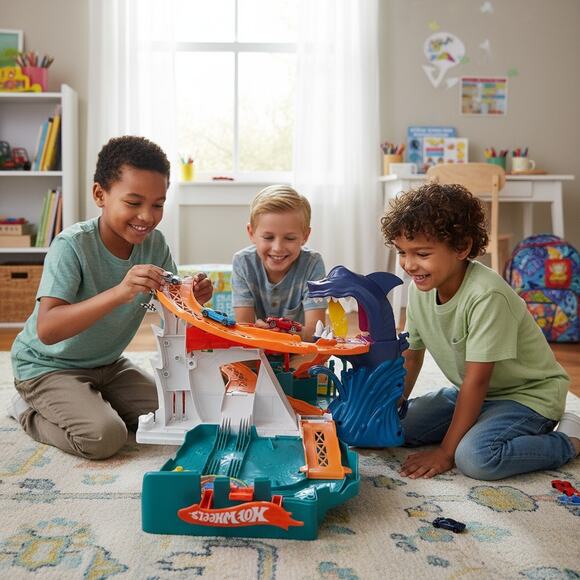 2008 Hot Wheels Shark Bite Bay Fold & Go Pop Up Track Set By Mattel N4739 - Picture 1 of 7